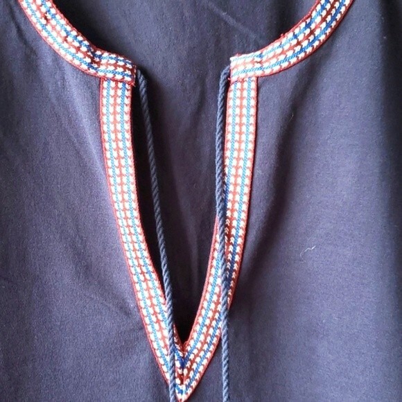 J. CREW BLUE EMBROIDERED TRIM TASSEL SLEEVELESS TOP LARGE - Picture 3 of 12